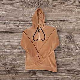 unisex kapşonlu, yarım fermuarlı polar